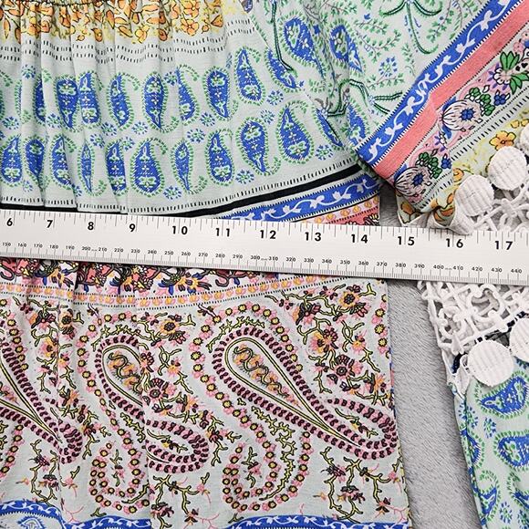 WinWin Top Womens S-M Paisley Off-Shoulder Pinwheel Lace Bell Sleeve Tunic Boho - Picture 7 of 9